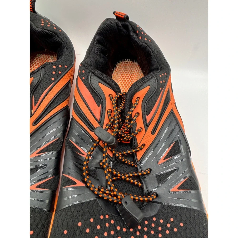 L-RUN Men's Water Shoes EU 47 US 13 Black Orange Barefoot Beach Quick Dry Hiking